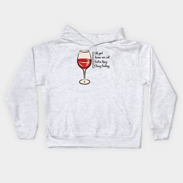 Size Chart Glass of wine Kids Hoodie by Fifi Art